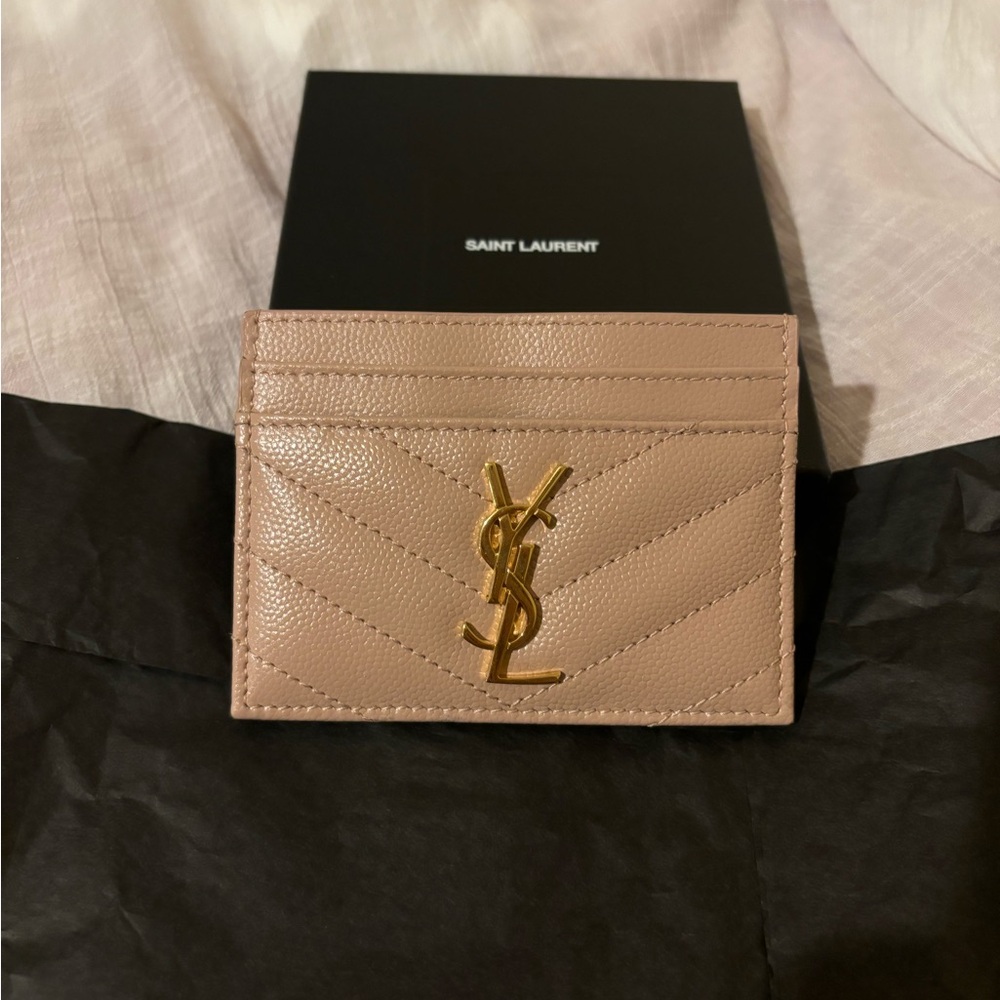 SOLD!!! YSL LIGHT BEIGE CARD HOLDER